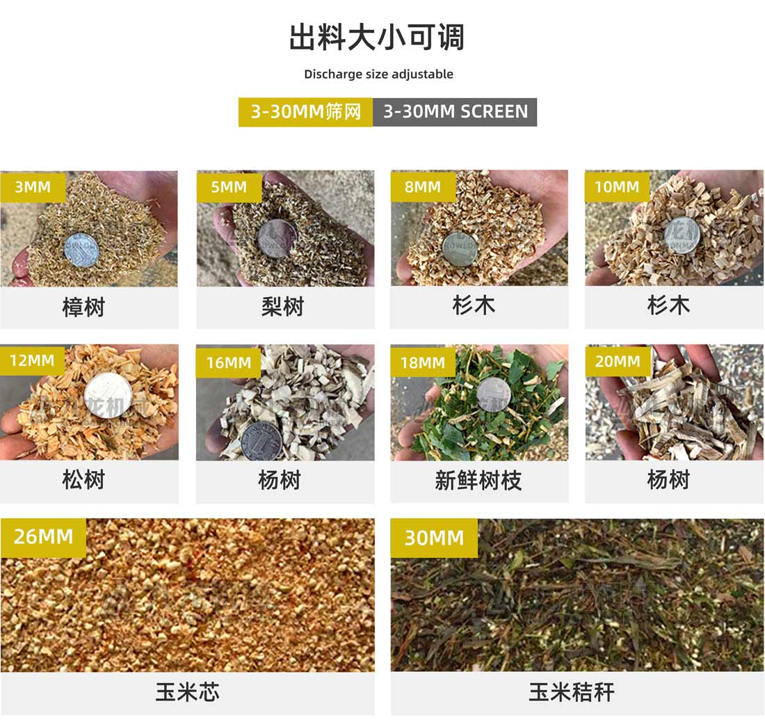 木材撕（sī）碎機出料大小可調